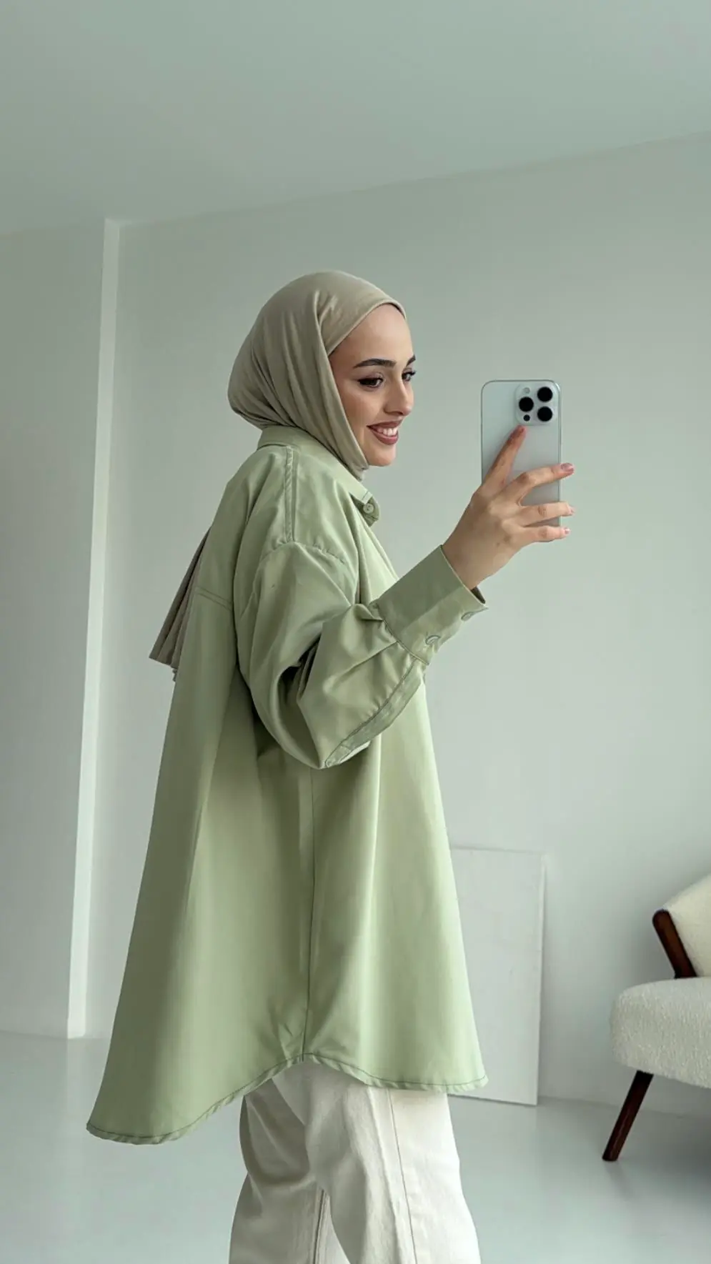 Panda Gömlek Mint - Görsel 6