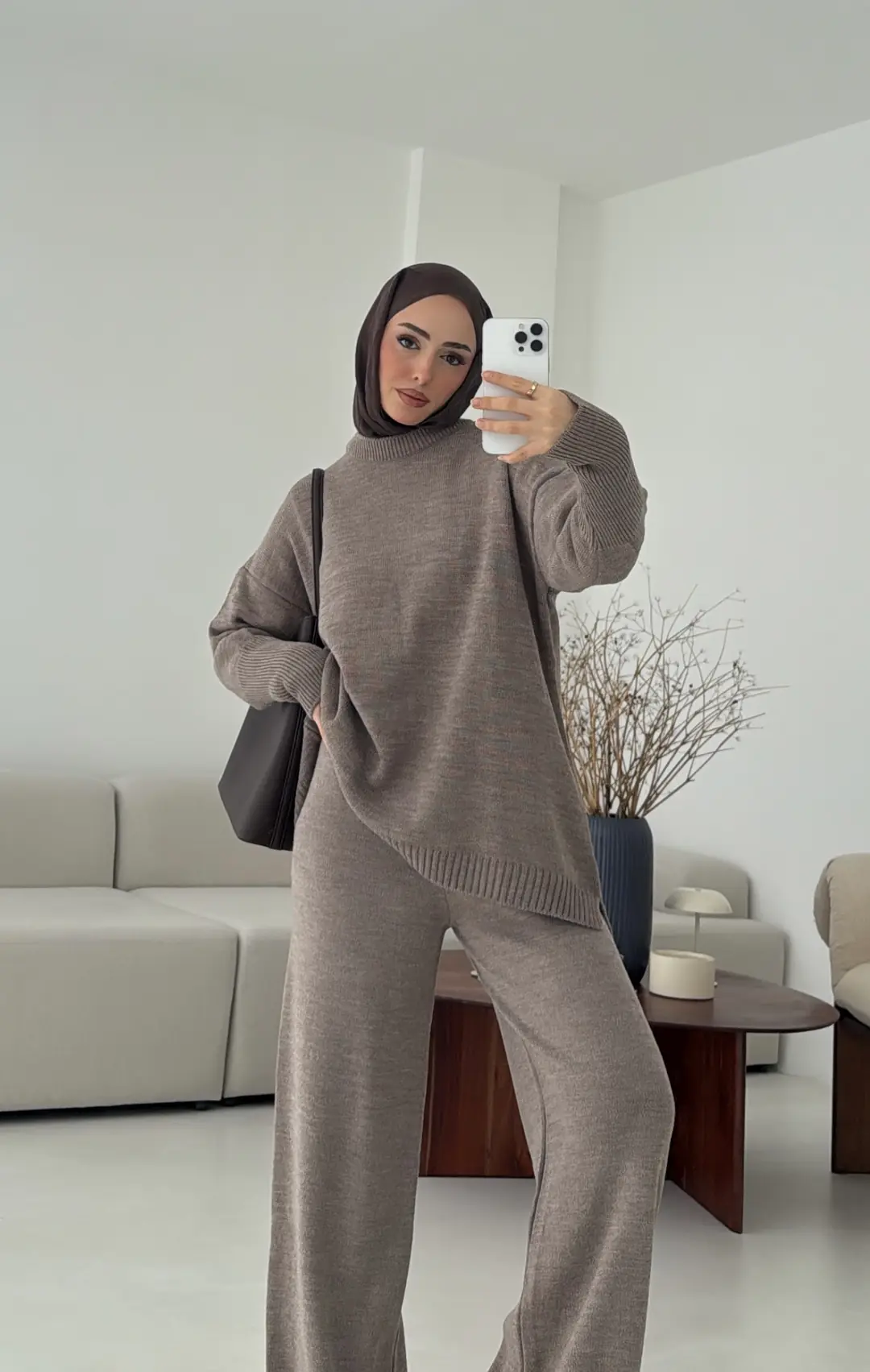 Parmak Geçmeli Triko Takım Vizon - Görsel 3