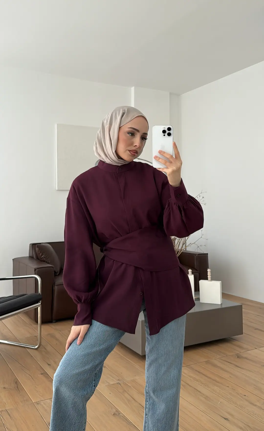 Patlı Gömlek Bordo - Görsel 3