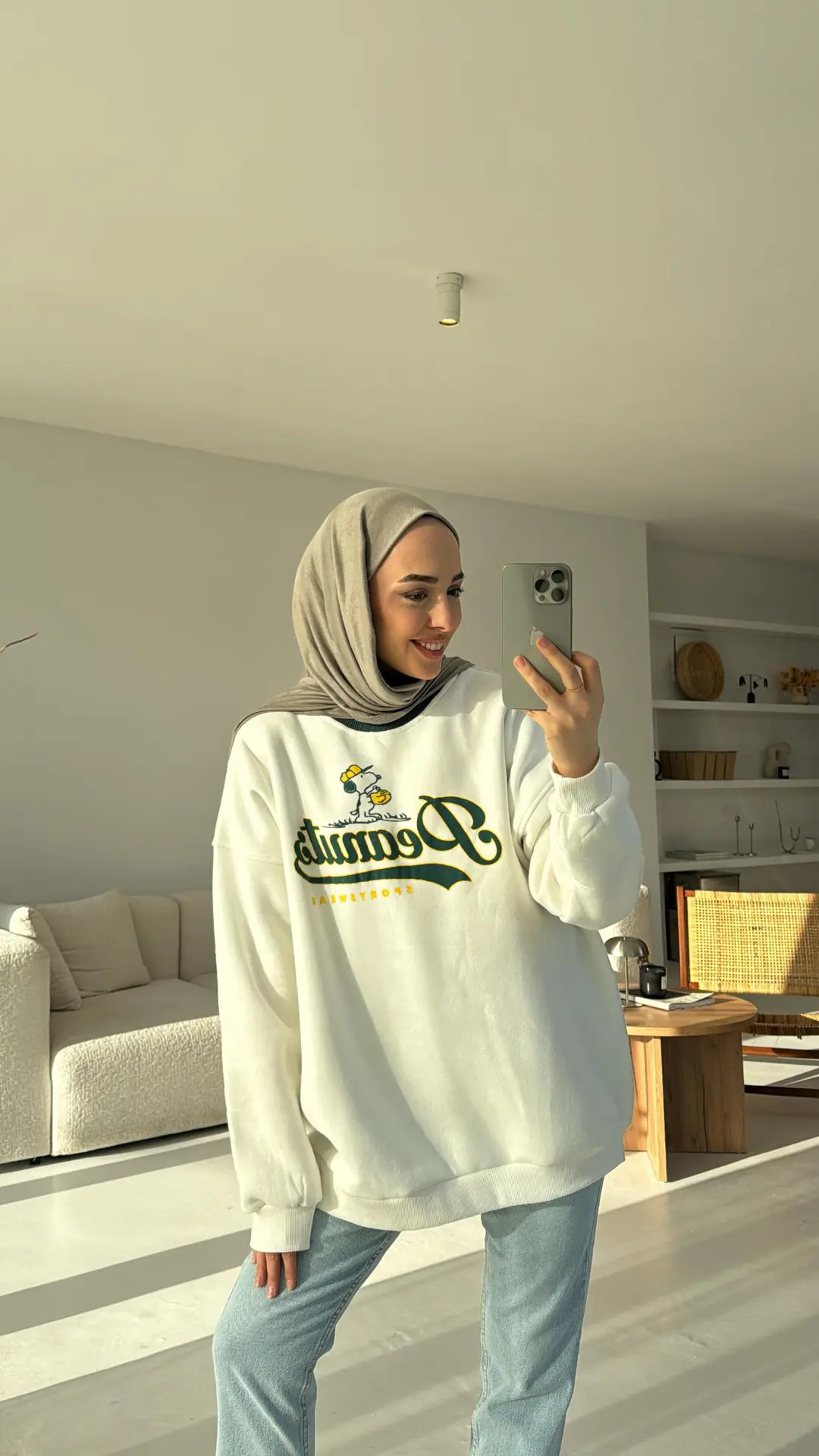 Peanuts Baskılı Oversize Sweatshirt - Görsel 4