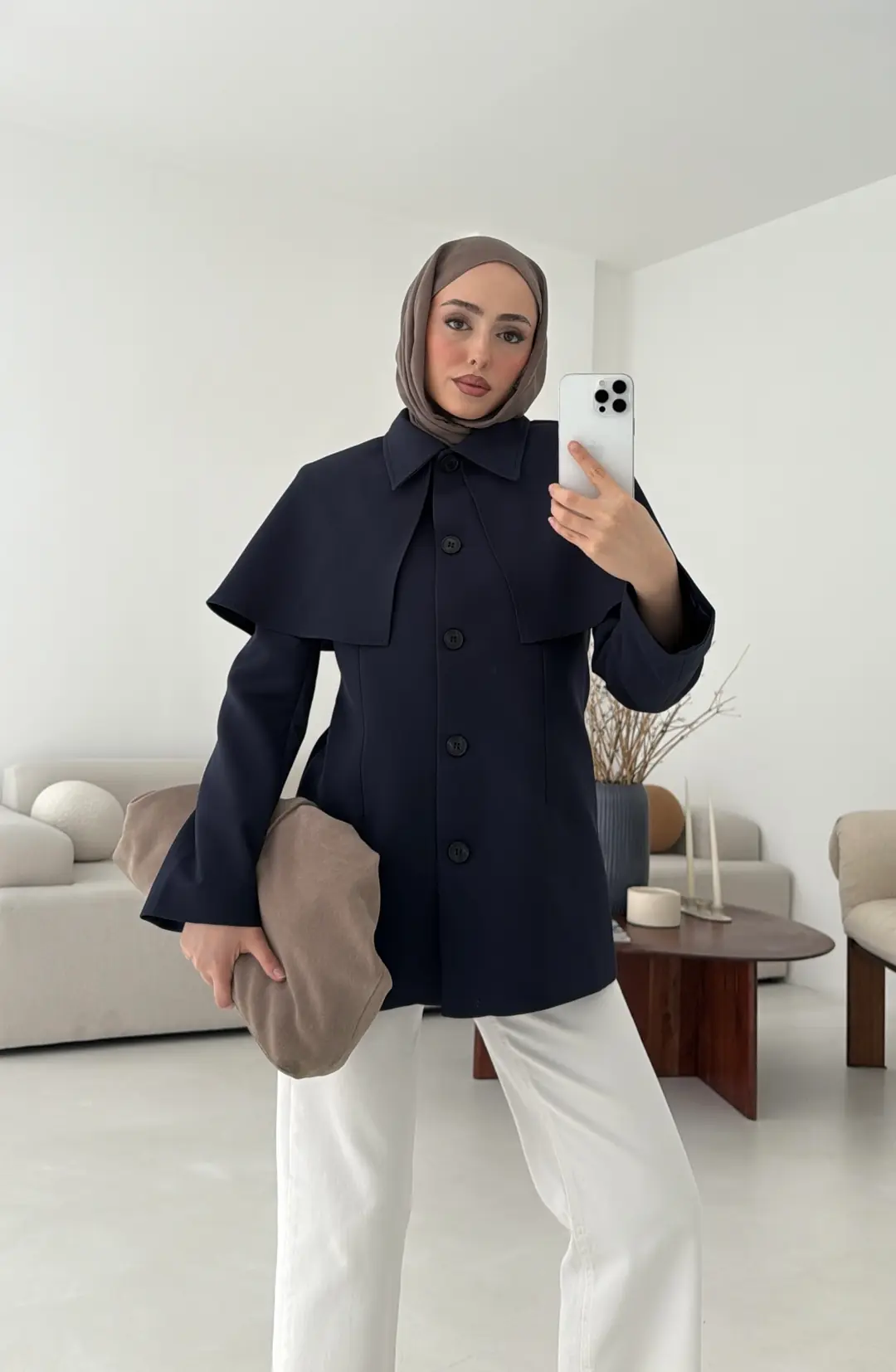 Pelerin Detay Fit Ceket Lacivert - Görsel 5