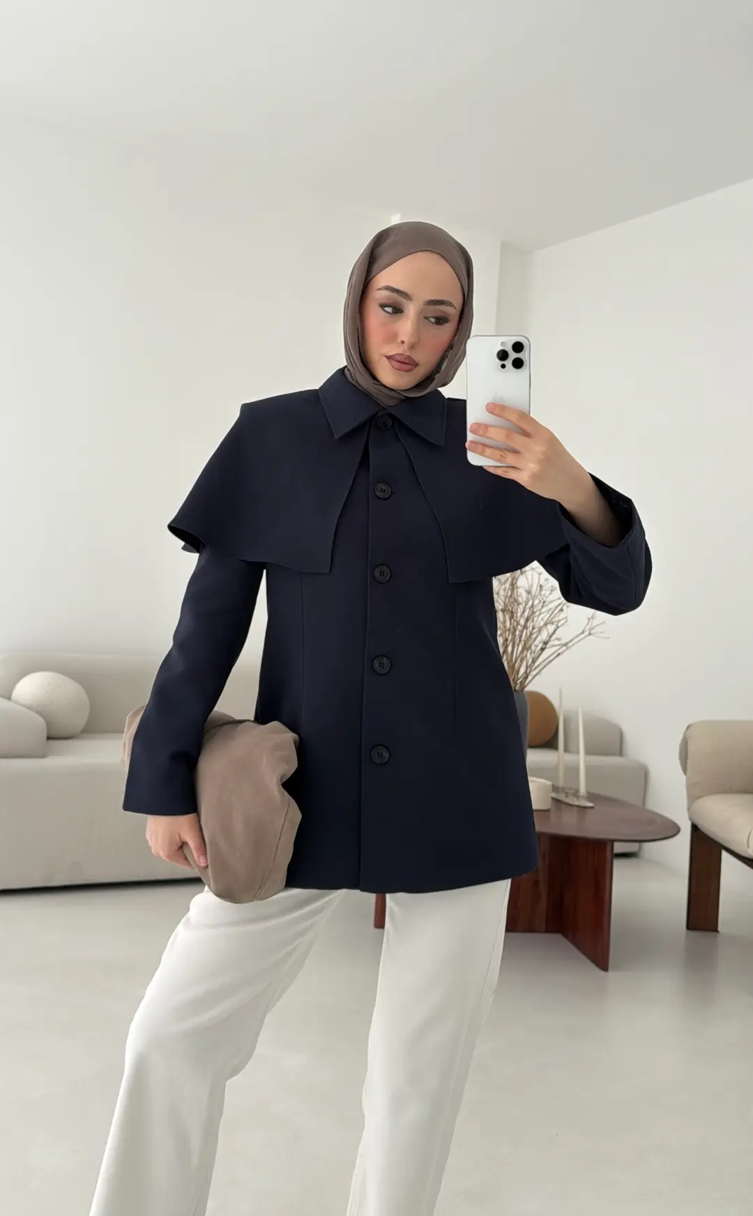 Pelerin Detay Fit Ceket Lacivert - Görsel 8