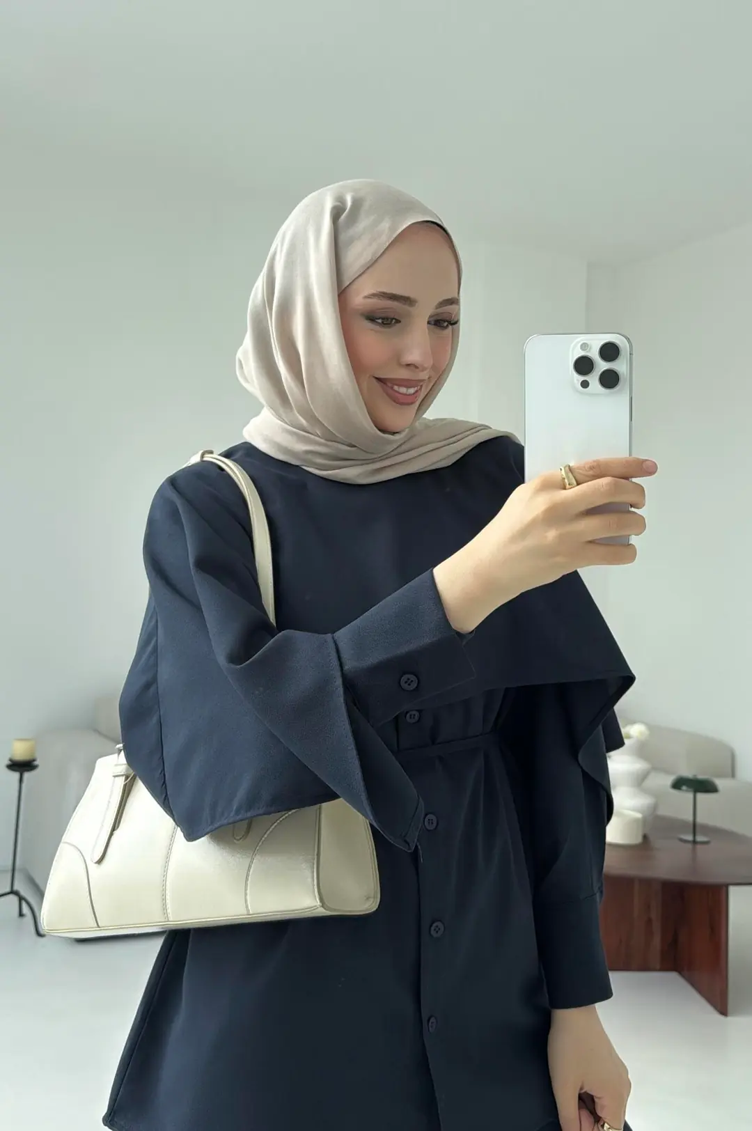 Pelerin Detay Gömlekli Takım Lacivert - Görsel 3