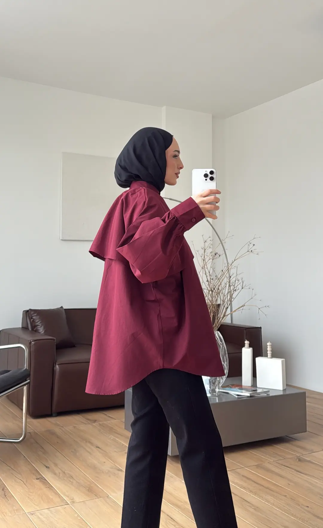 Pelerin Gömlek Bordo - Görsel 5