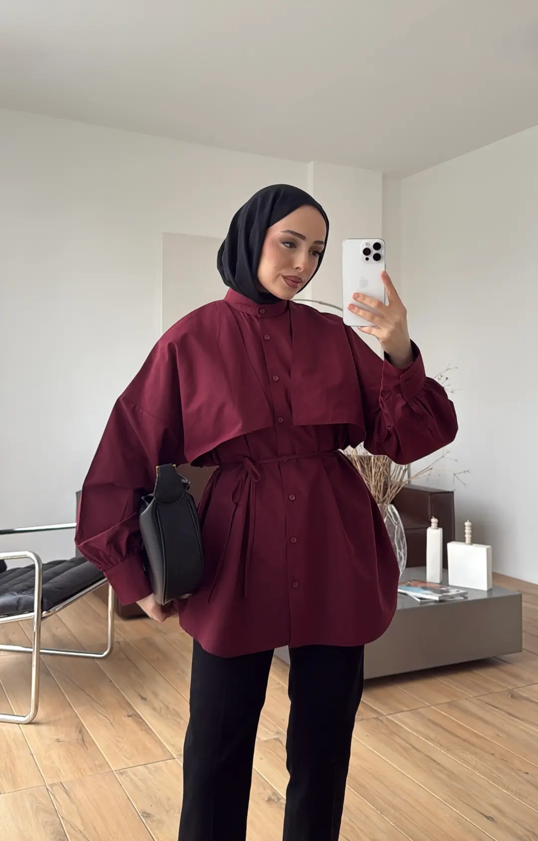 Pelerin Gömlek Bordo - Görsel 6