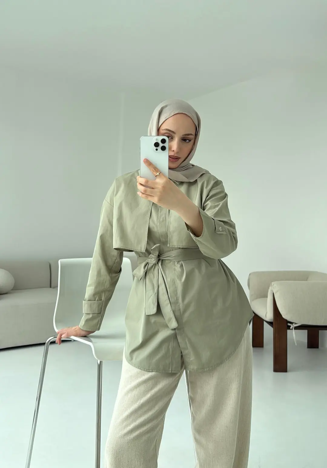 Pelerinli Haki Gömlek - Görsel 5