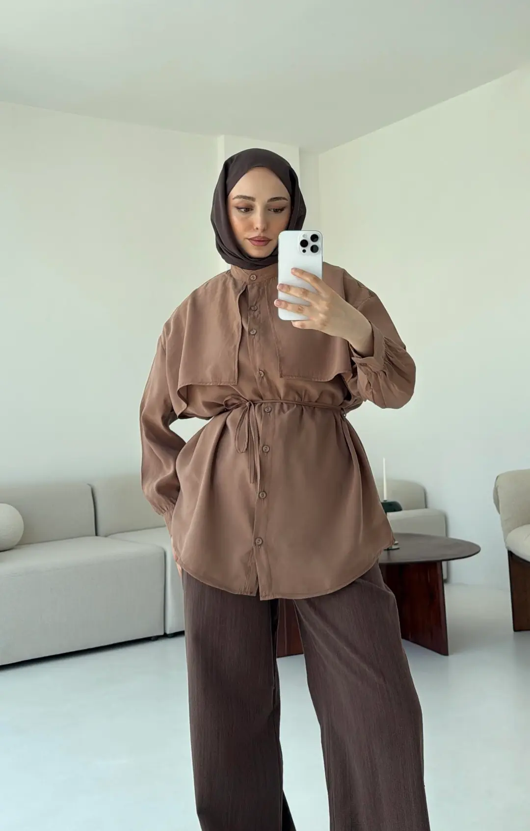 Pelerinli Modal Gömlek - Görsel 6