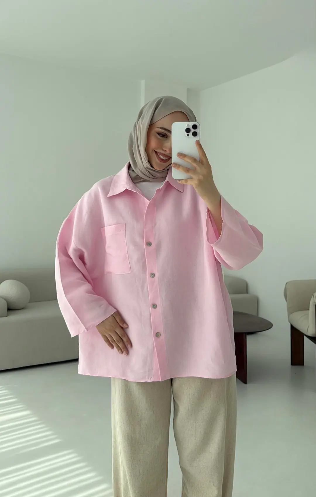 Pembe Oversize Gömlek