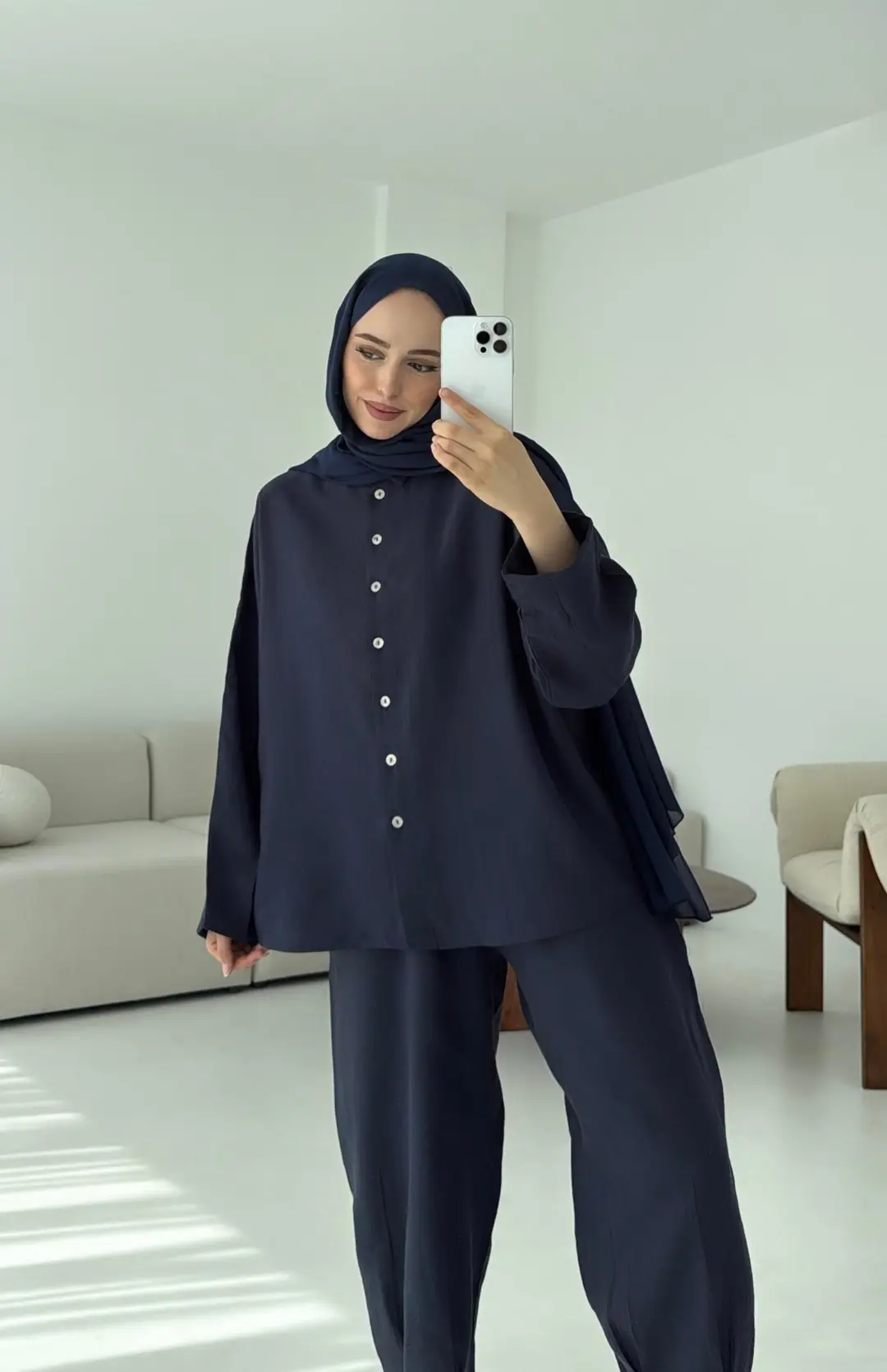 Pens Detay Tencel Takım Lacivert - Görsel 2