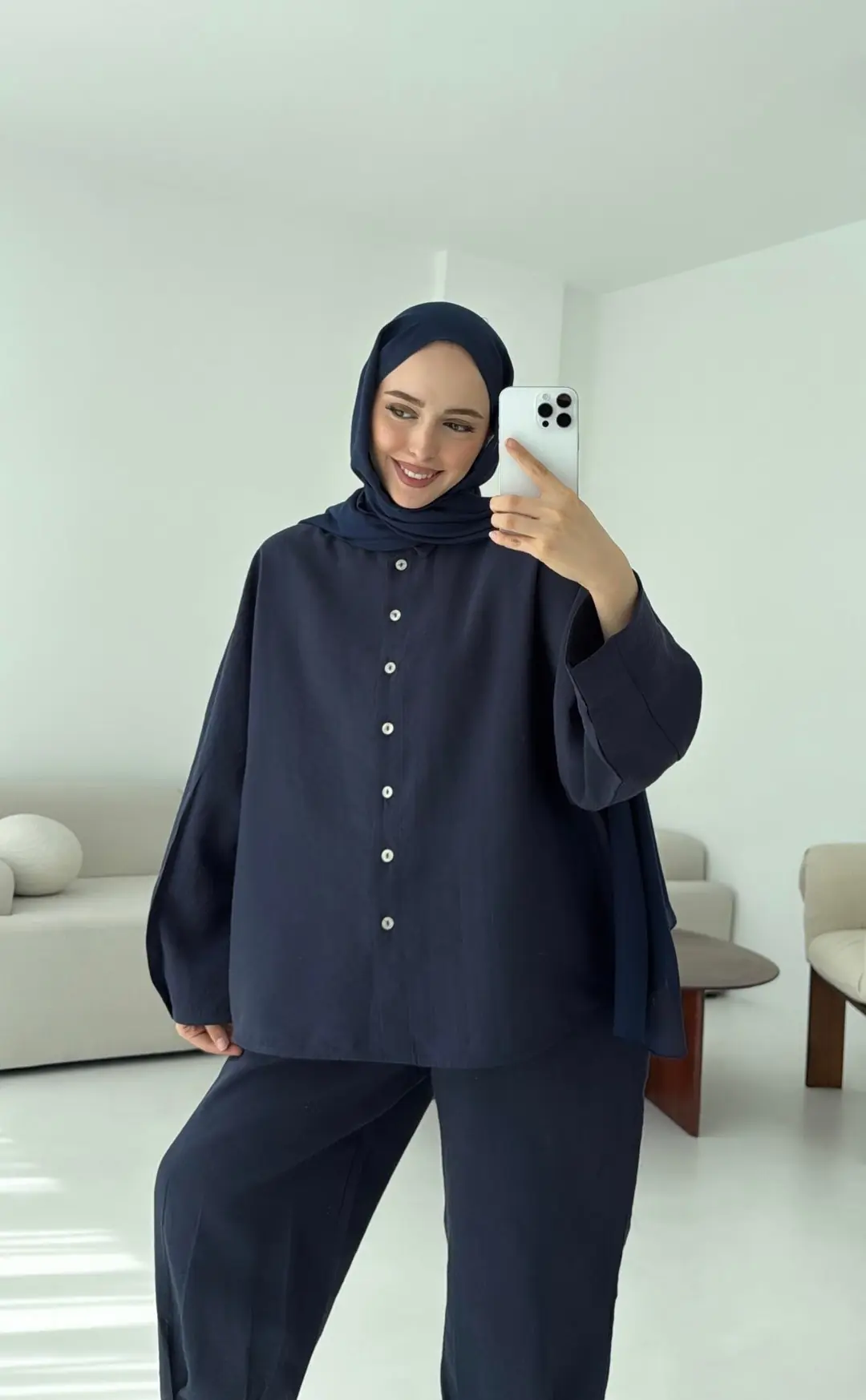 Pens Detay Tencel Takım Lacivert - Görsel 4