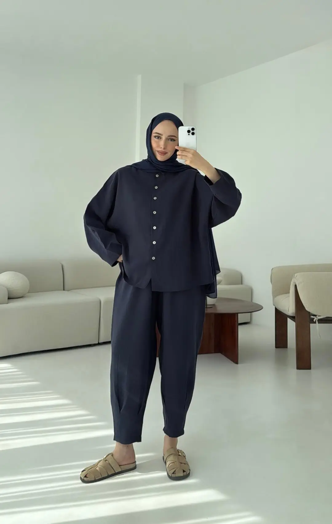 Pens Detay Tencel Takım Lacivert - Görsel 5