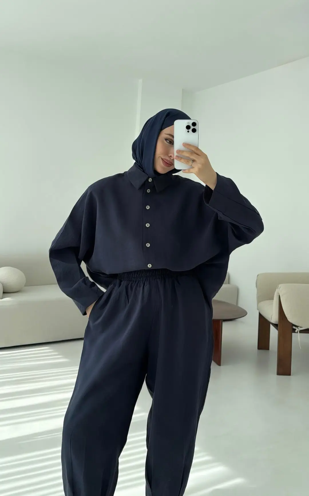 Pens Detay Tencel Takım Lacivert - Görsel 6