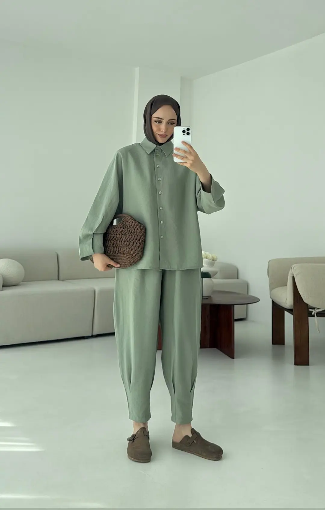 Pens Detay Tencel Takım Mint Yeşili - Görsel 3