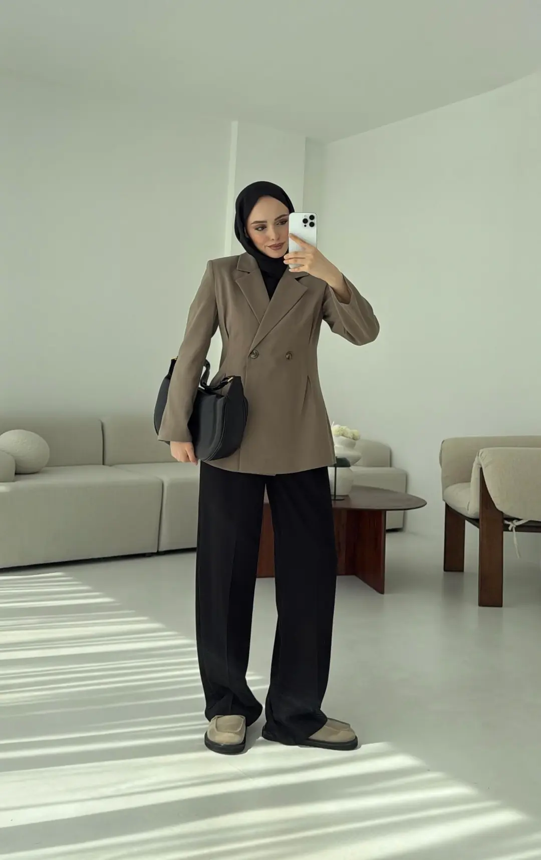 Pile Detay Blazer Ceket Vizon - Görsel 2