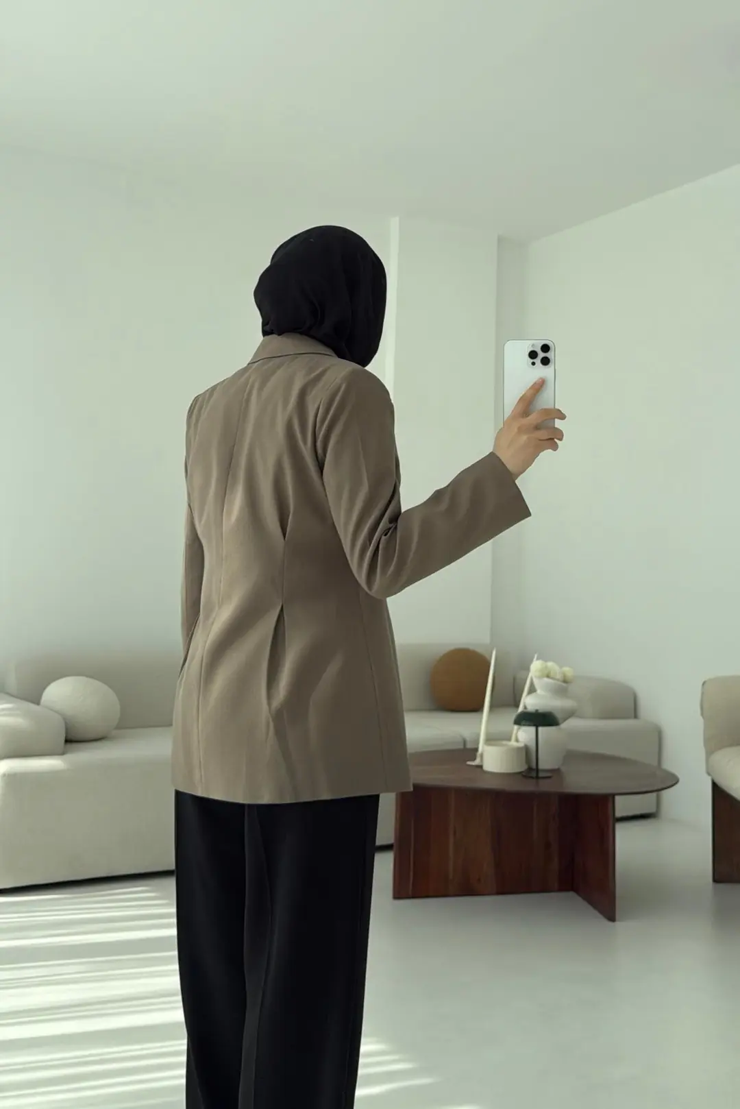 Pile Detay Blazer Ceket Vizon - Görsel 4