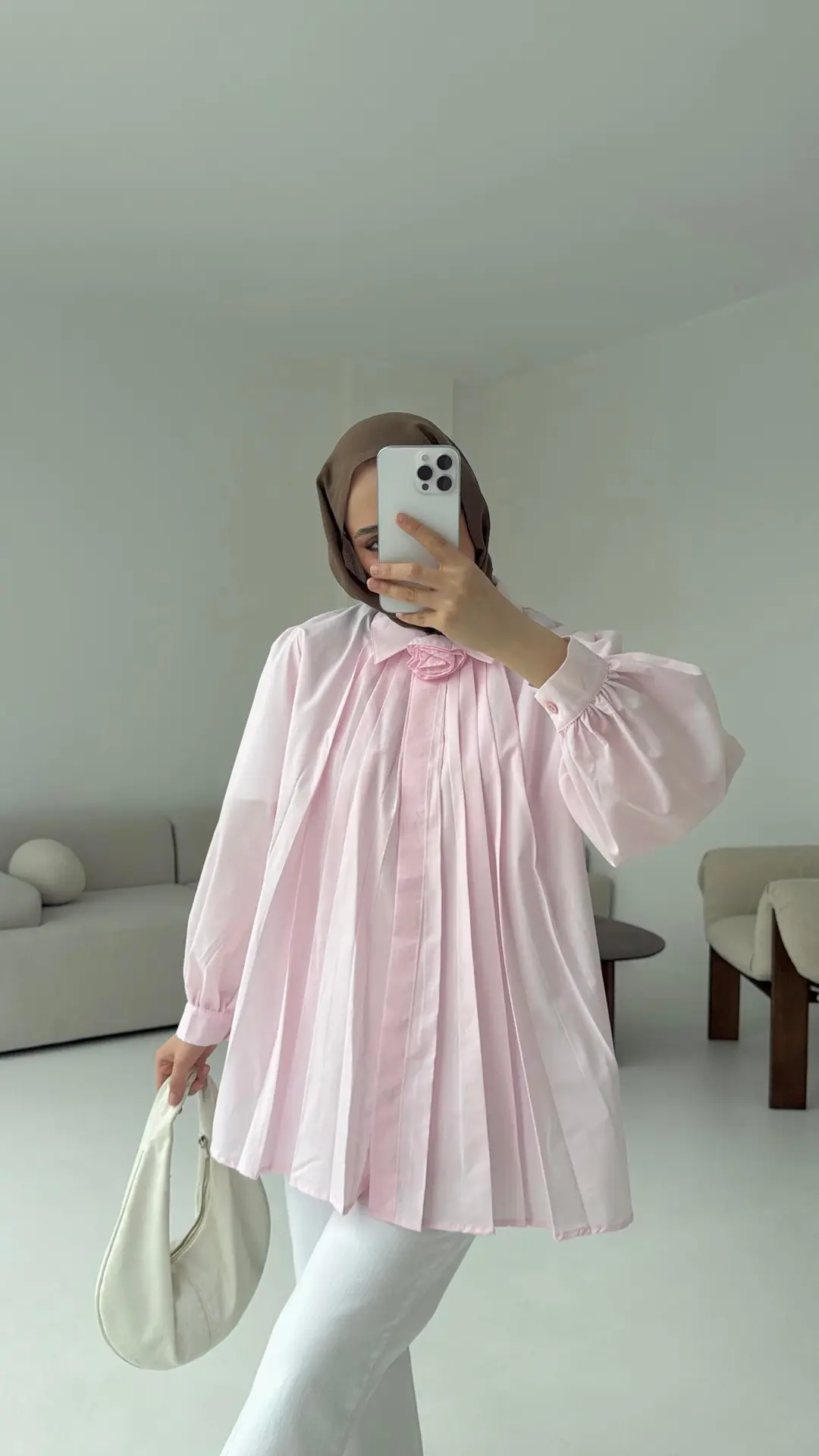 Pile Detay Gömlek Pembe - Görsel 4