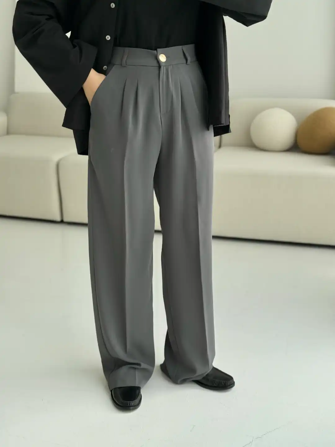 Pileli Palazzo Gri Pantolon