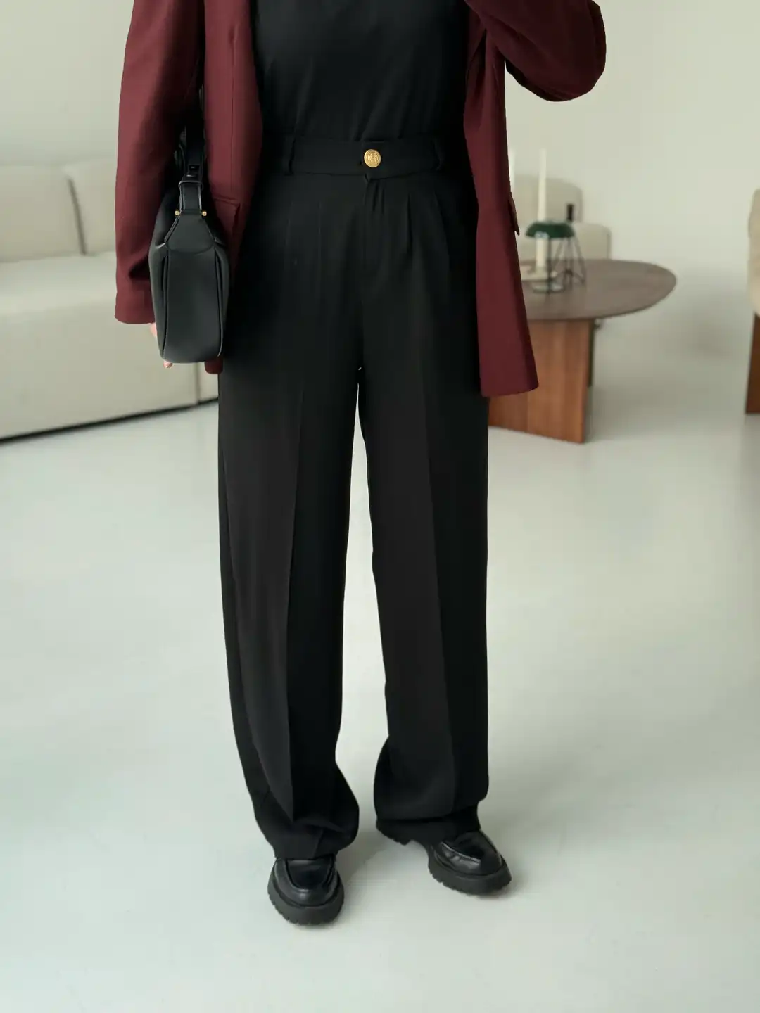 Pileli Palazzo Siyah Pantolon - Görsel 3