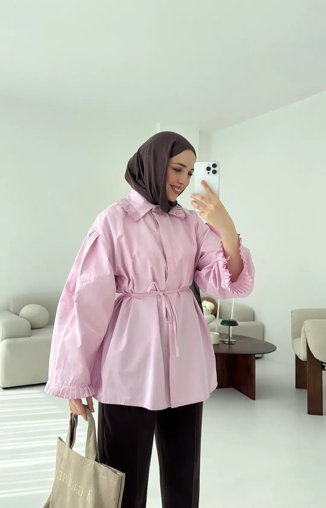 Pilise Detaylı Gömlek Pembe - Görsel 3