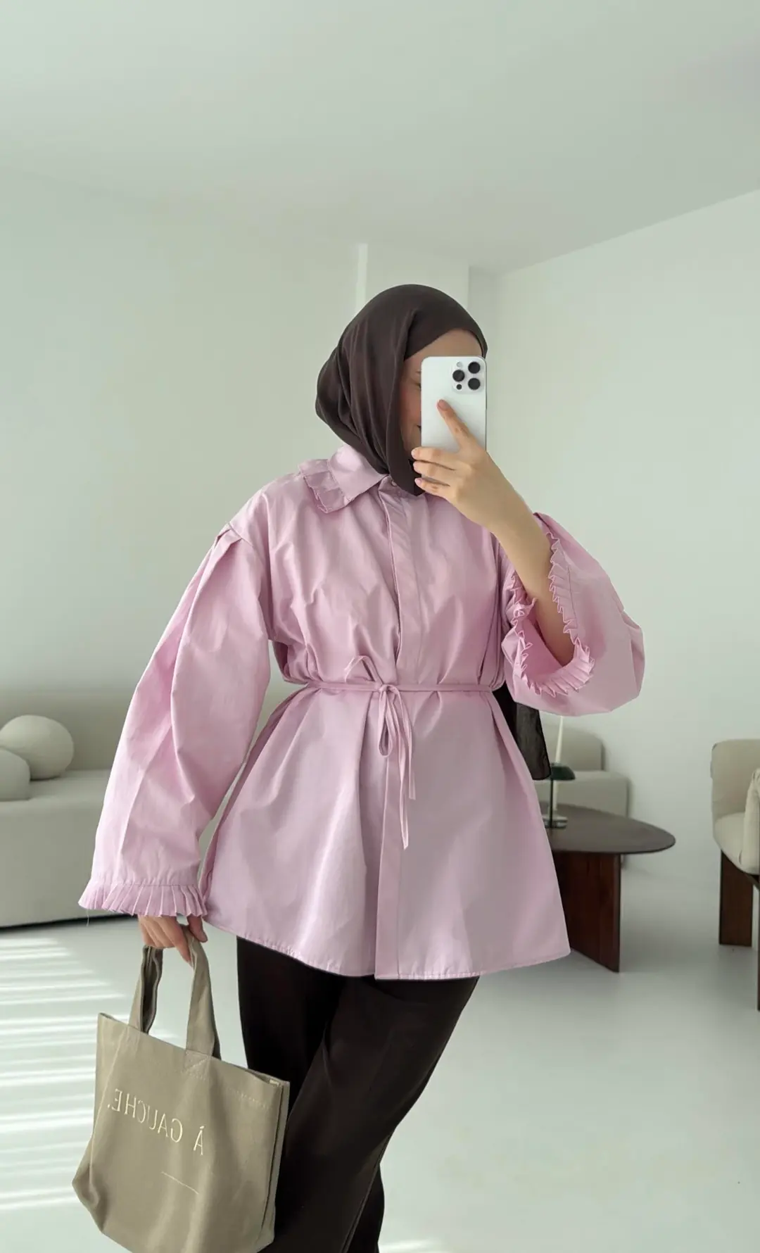 Pilise Detaylı Gömlek Pembe - Görsel 4