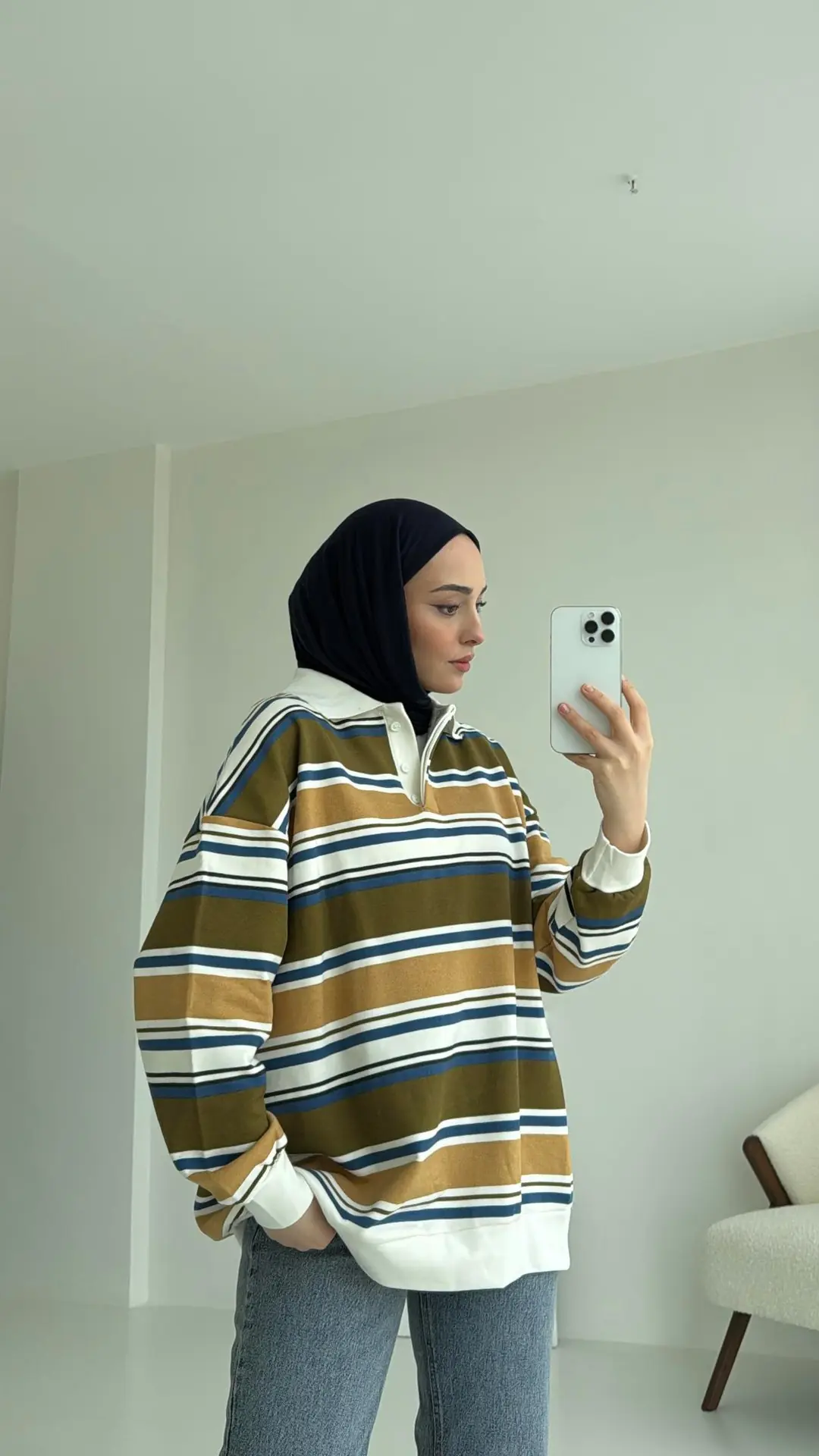 Polo Yaka Yeşil Sweatshirt - Görsel 3