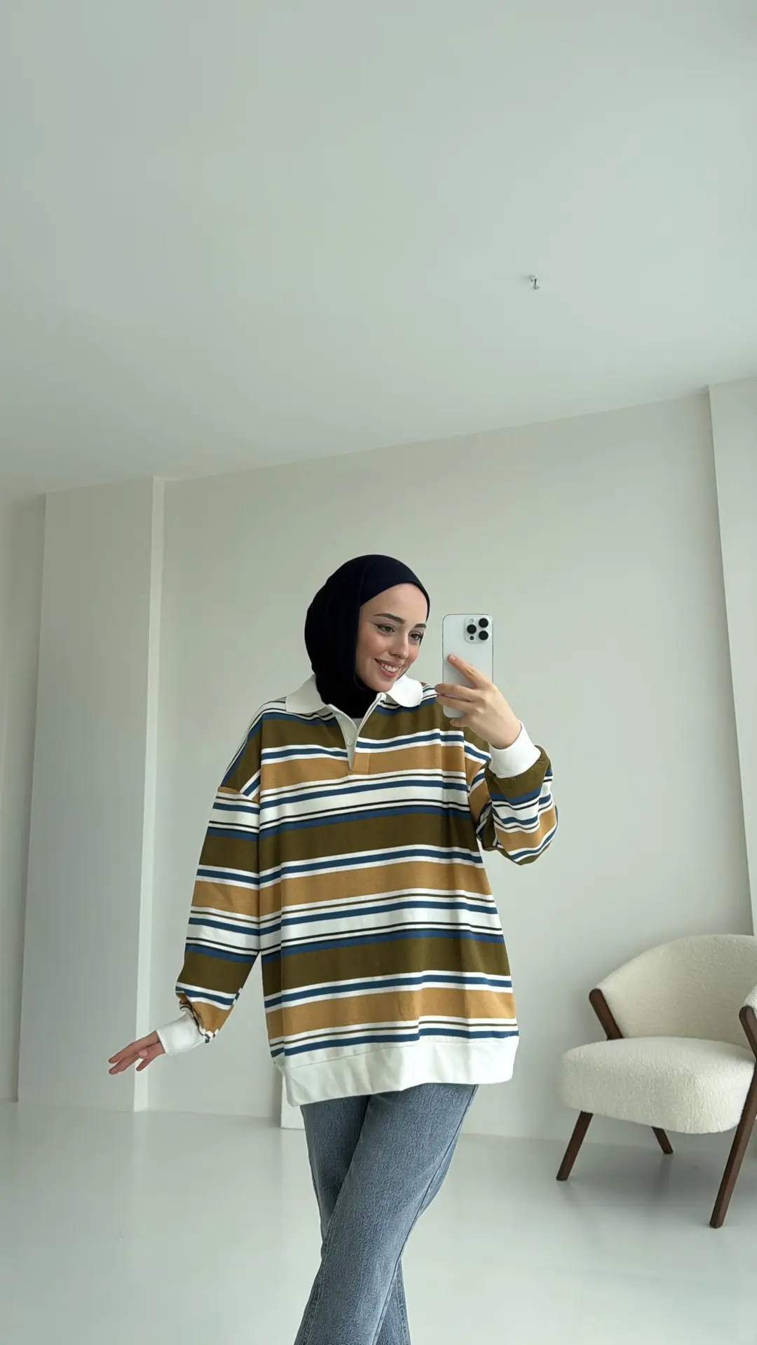 Polo Yaka Yeşil Sweatshirt - Görsel 5