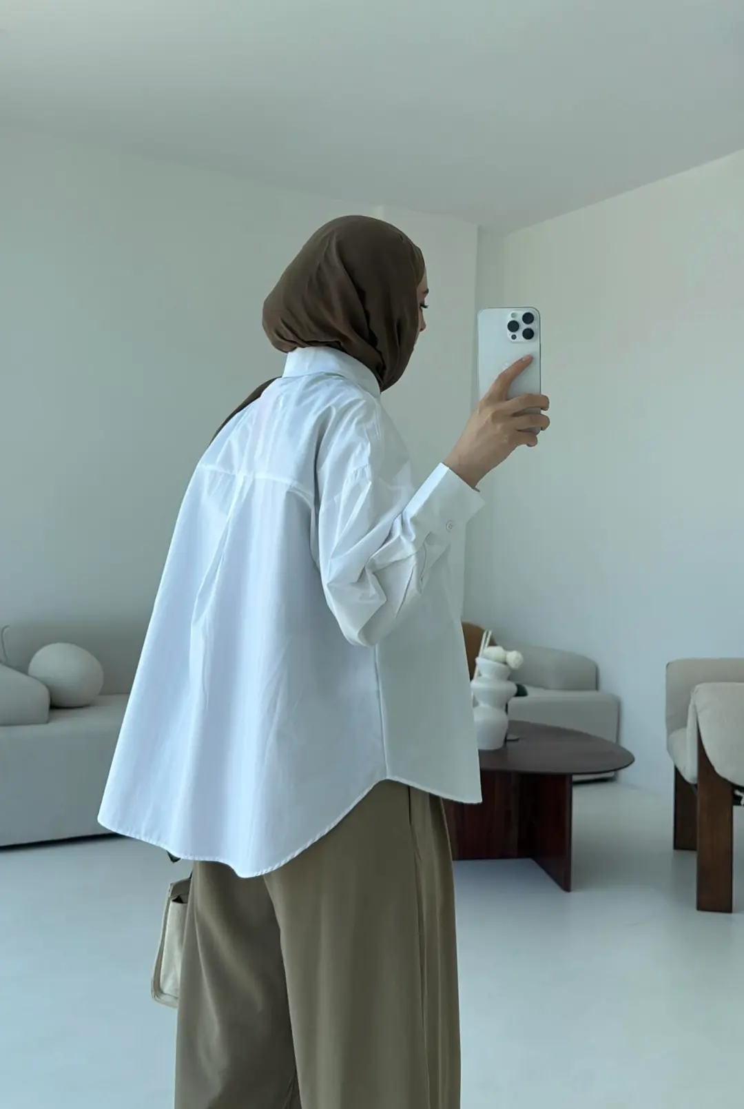 Poplin Baglamlı  Gömlek Beyaz