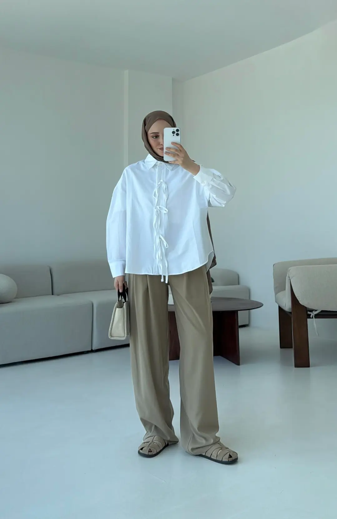 Poplin Baglamlı  Gömlek Beyaz - Görsel 3