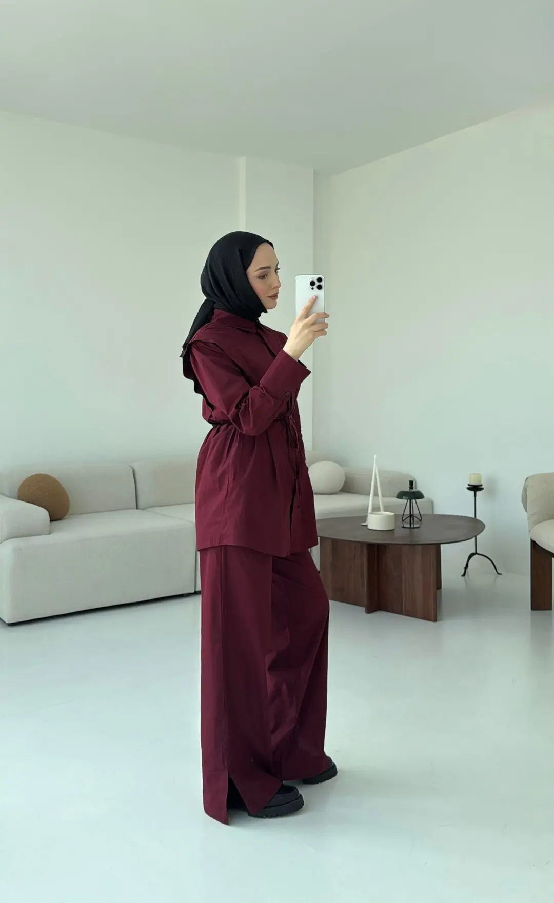 Poplin Bordo Takım - Görsel 3