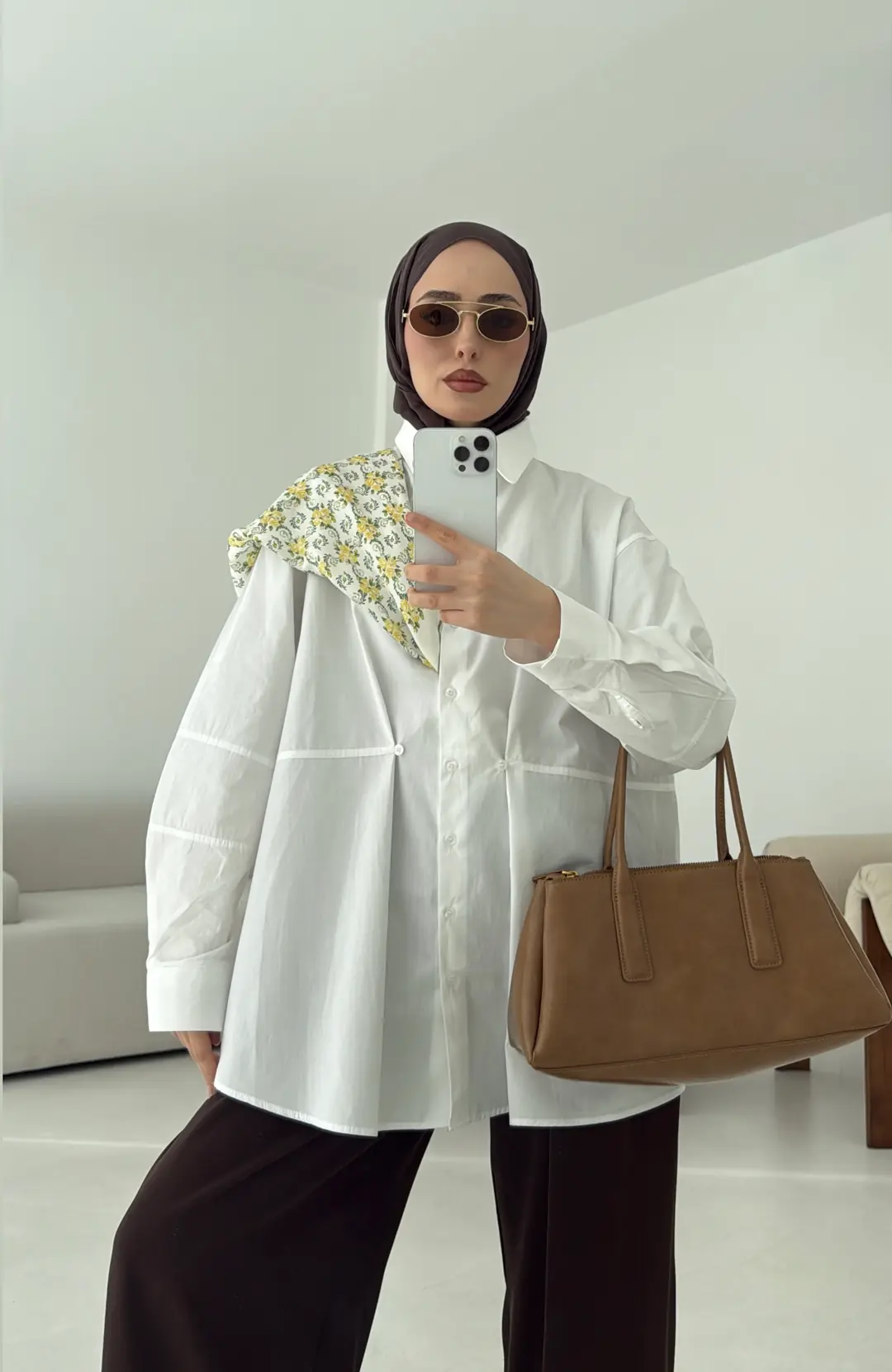 Poplin Düğme Detay Gömlek Beyaz