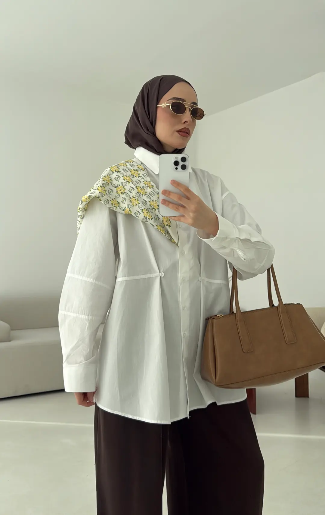 Poplin Düğme Detay Gömlek Beyaz - Görsel 4