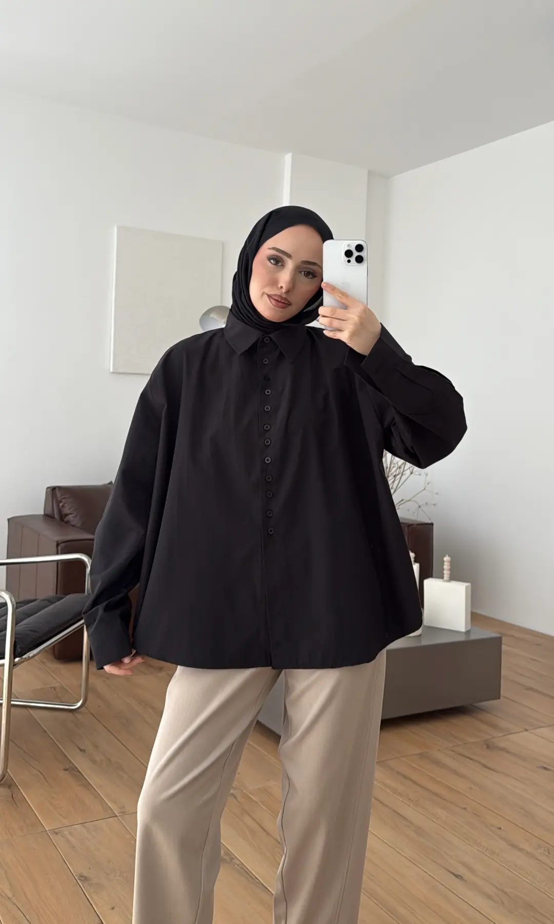 Poplin Sık Düğmeli Gömlek Siyah