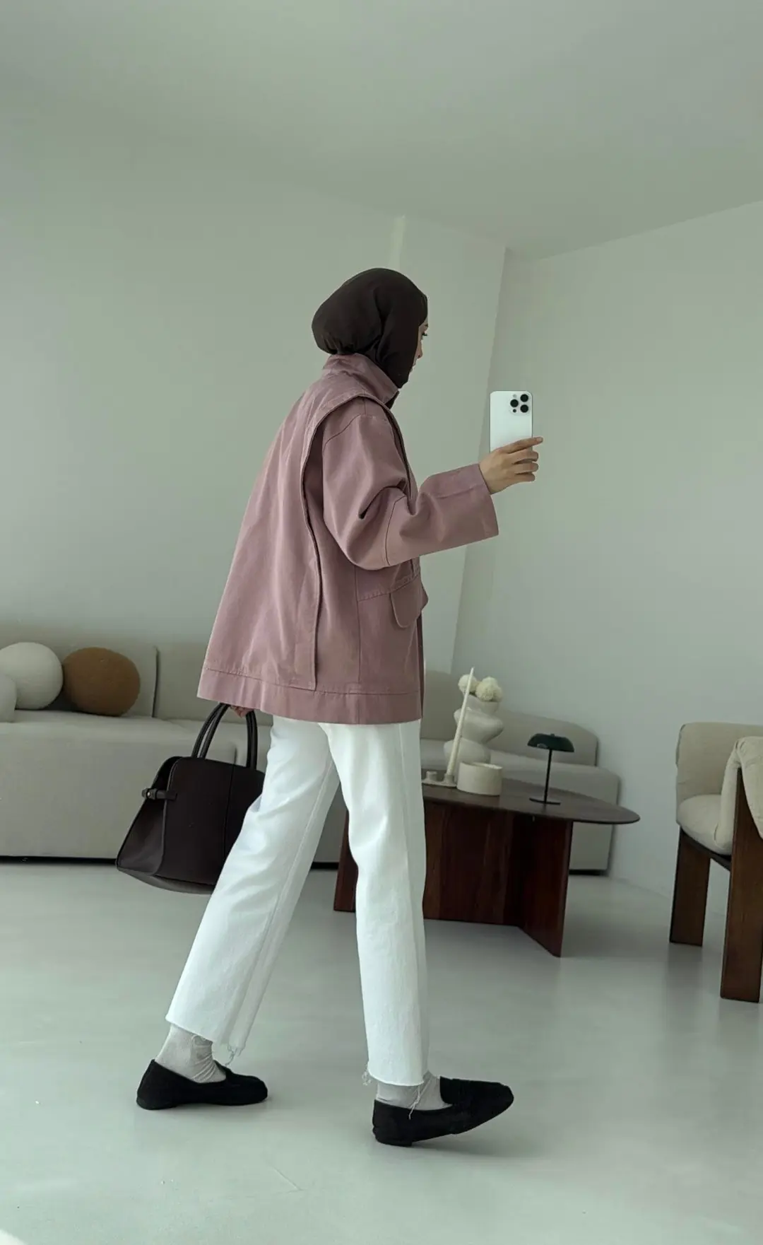 Premium Gabardin Tasarım Ceket Gül Kurusu - Görsel 10