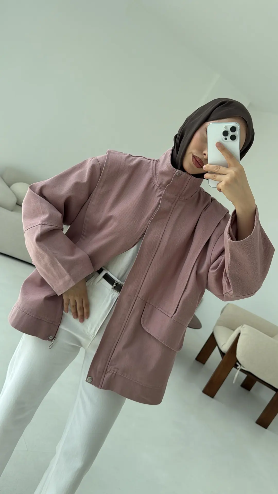 Premium Gabardin Tasarım Ceket Gül Kurusu - Görsel 3