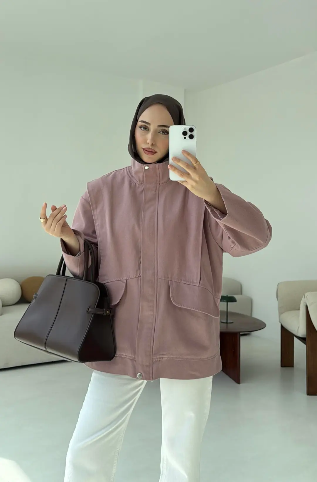 Premium Gabardin Tasarım Ceket Gül Kurusu - Görsel 4