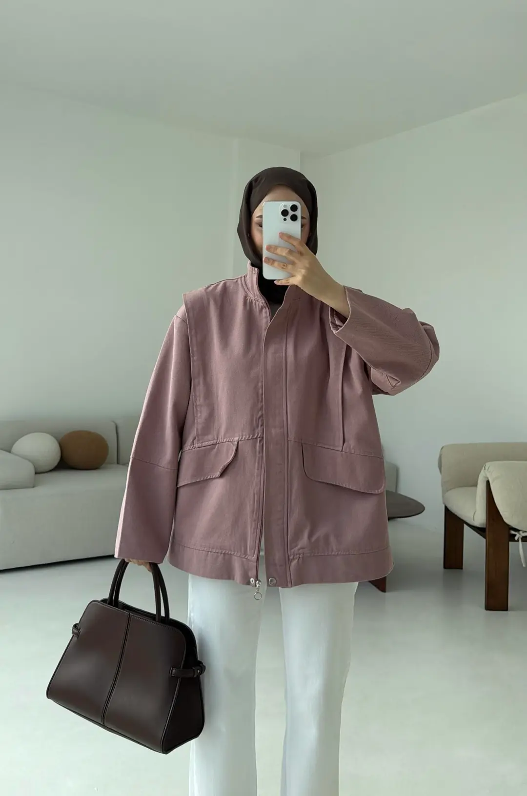 Premium Gabardin Tasarım Ceket Gül Kurusu - Görsel 9