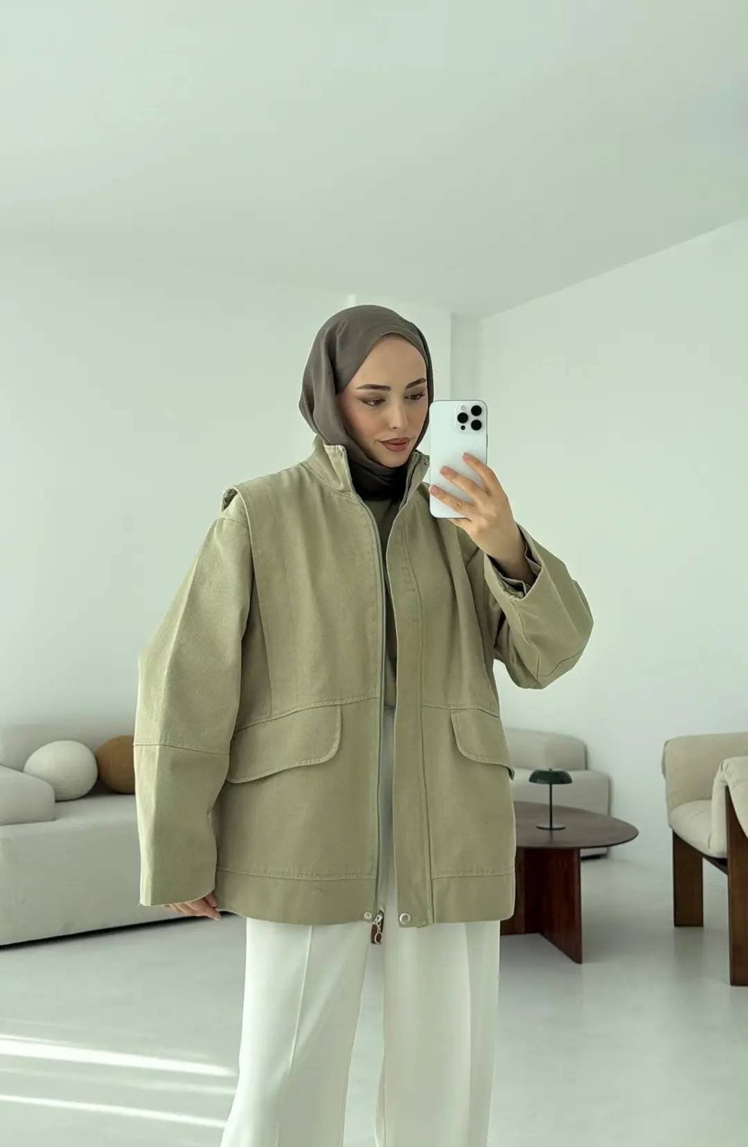 Premium Gabardin Tasarım Ceket Haki