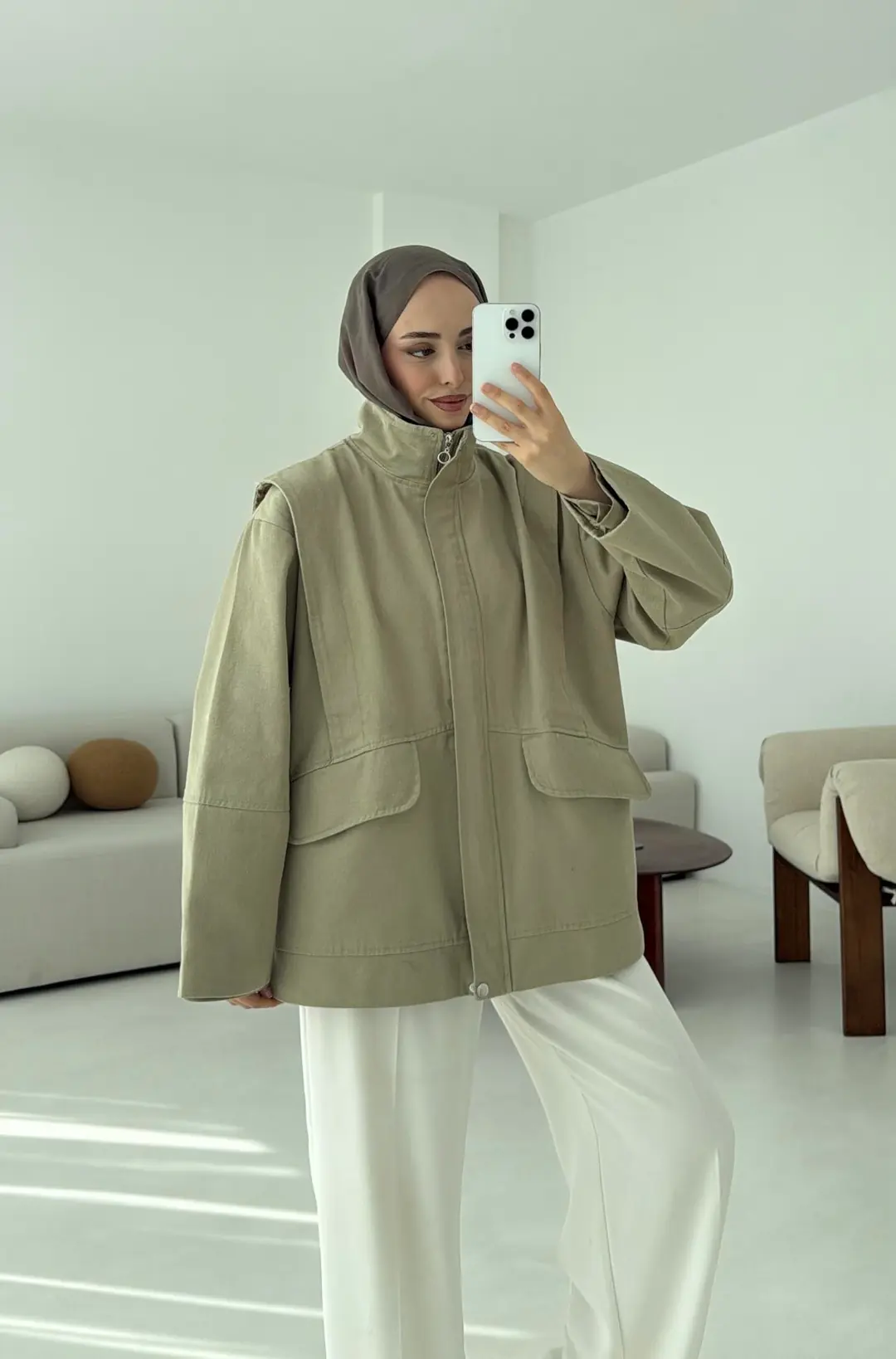 Premium Gabardin Tasarım Ceket Haki - Görsel 2