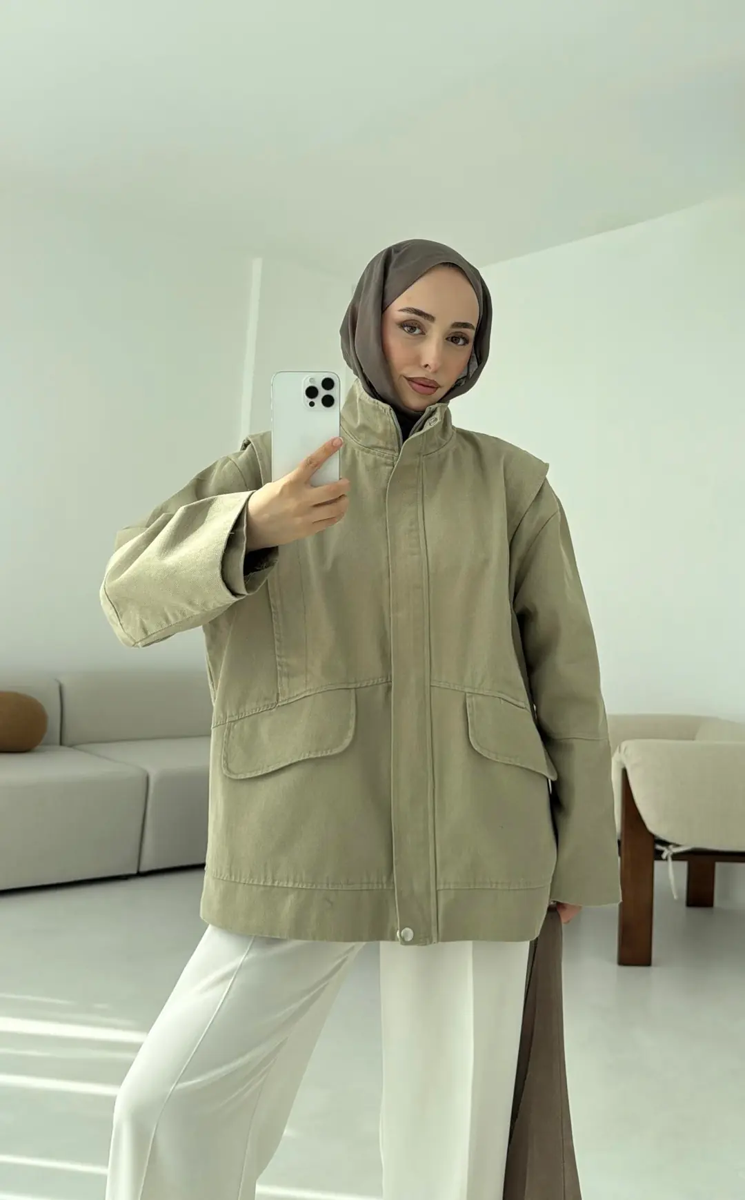 Premium Gabardin Tasarım Ceket Haki - Görsel 3