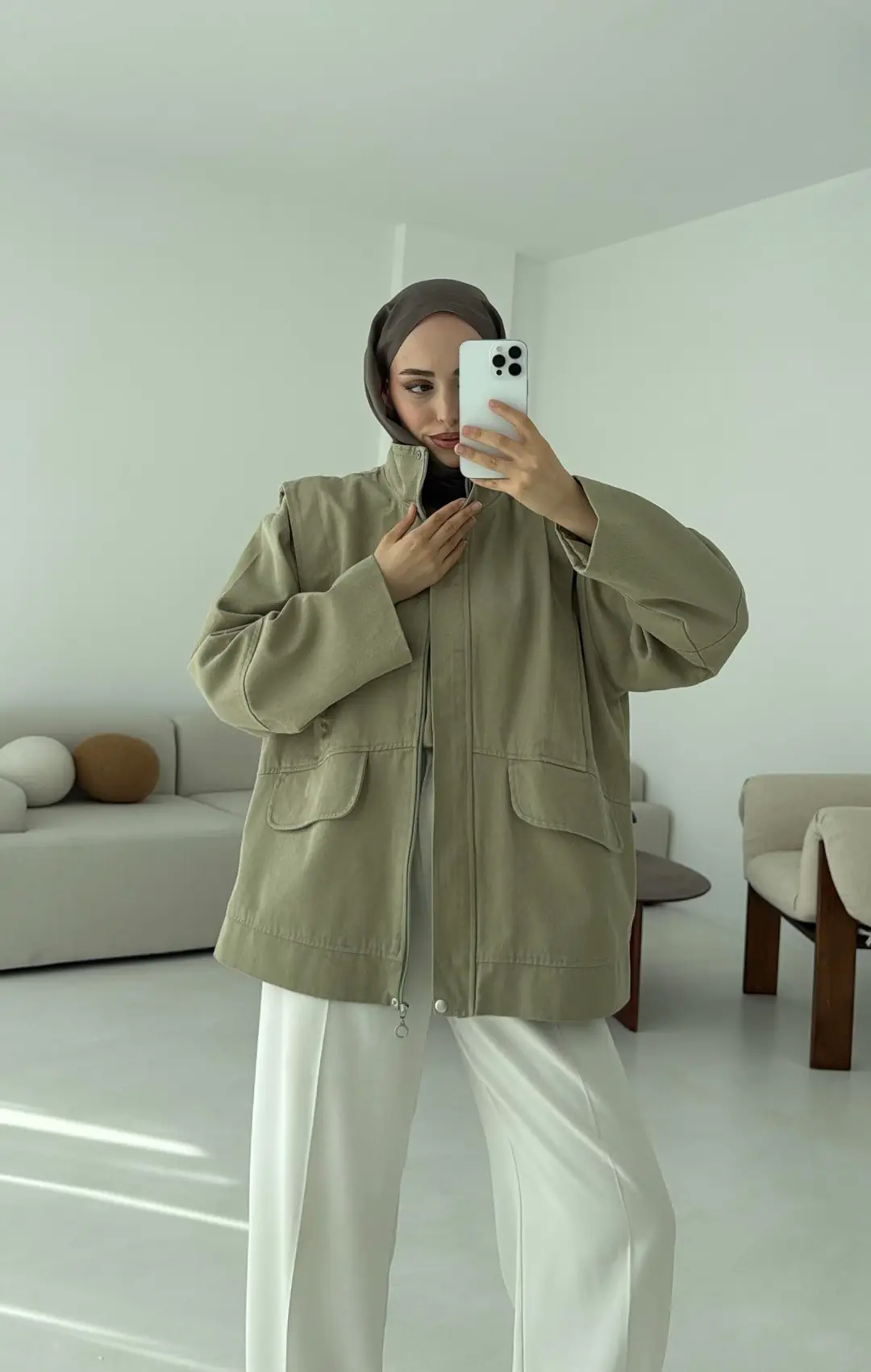 Premium Gabardin Tasarım Ceket Haki - Görsel 6