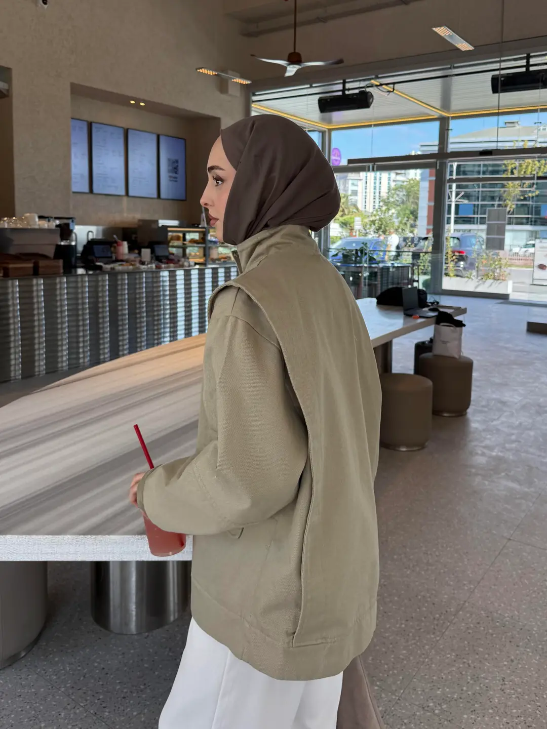 Premium Gabardin Tasarım Ceket Haki