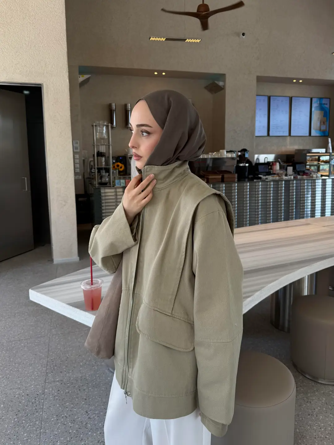 Premium Gabardin Tasarım Ceket Haki - Görsel 6