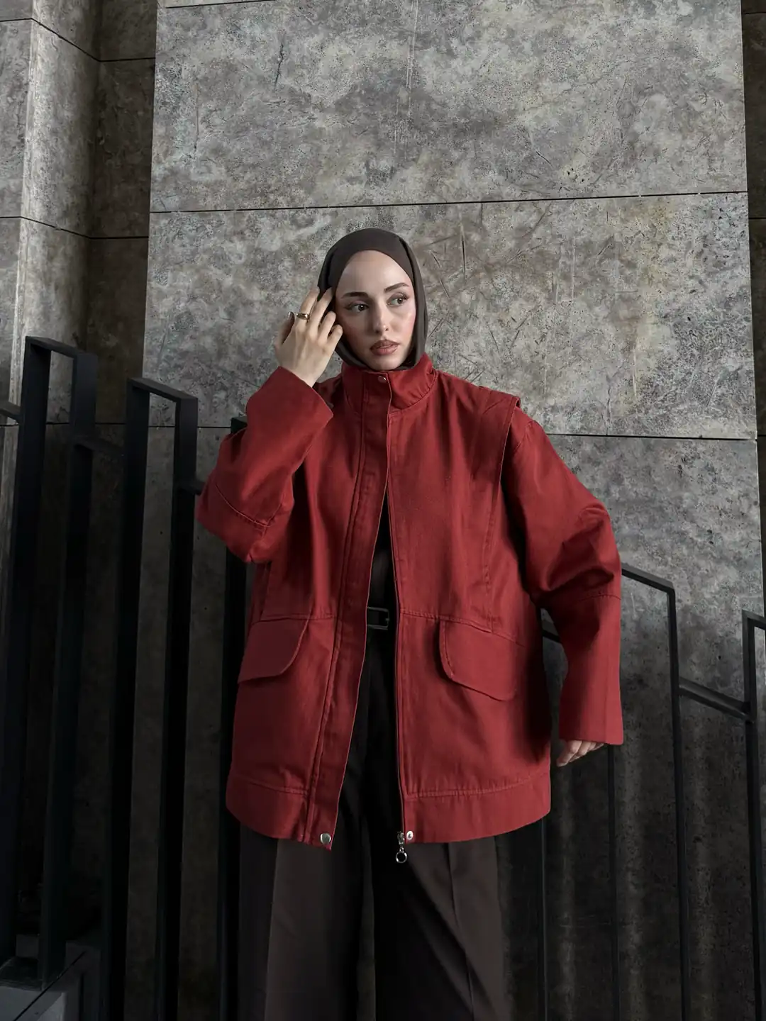 Premium Gabardin Tasarım Ceket Kiremit