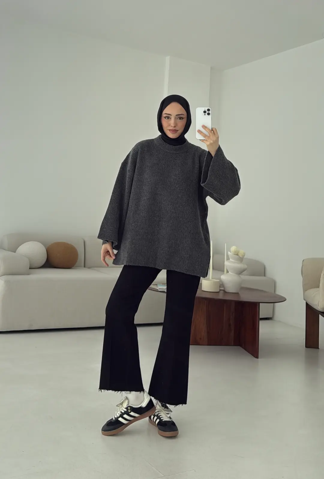 Premium Kalın Fitilli Kazak Antrasit - Görsel 4