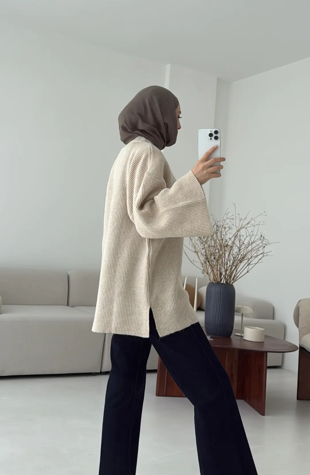 Premium Kalın Fitilli Kazak Bej