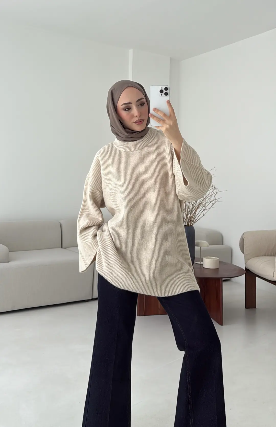 Premium Kalın Fitilli Kazak Bej - Görsel 7