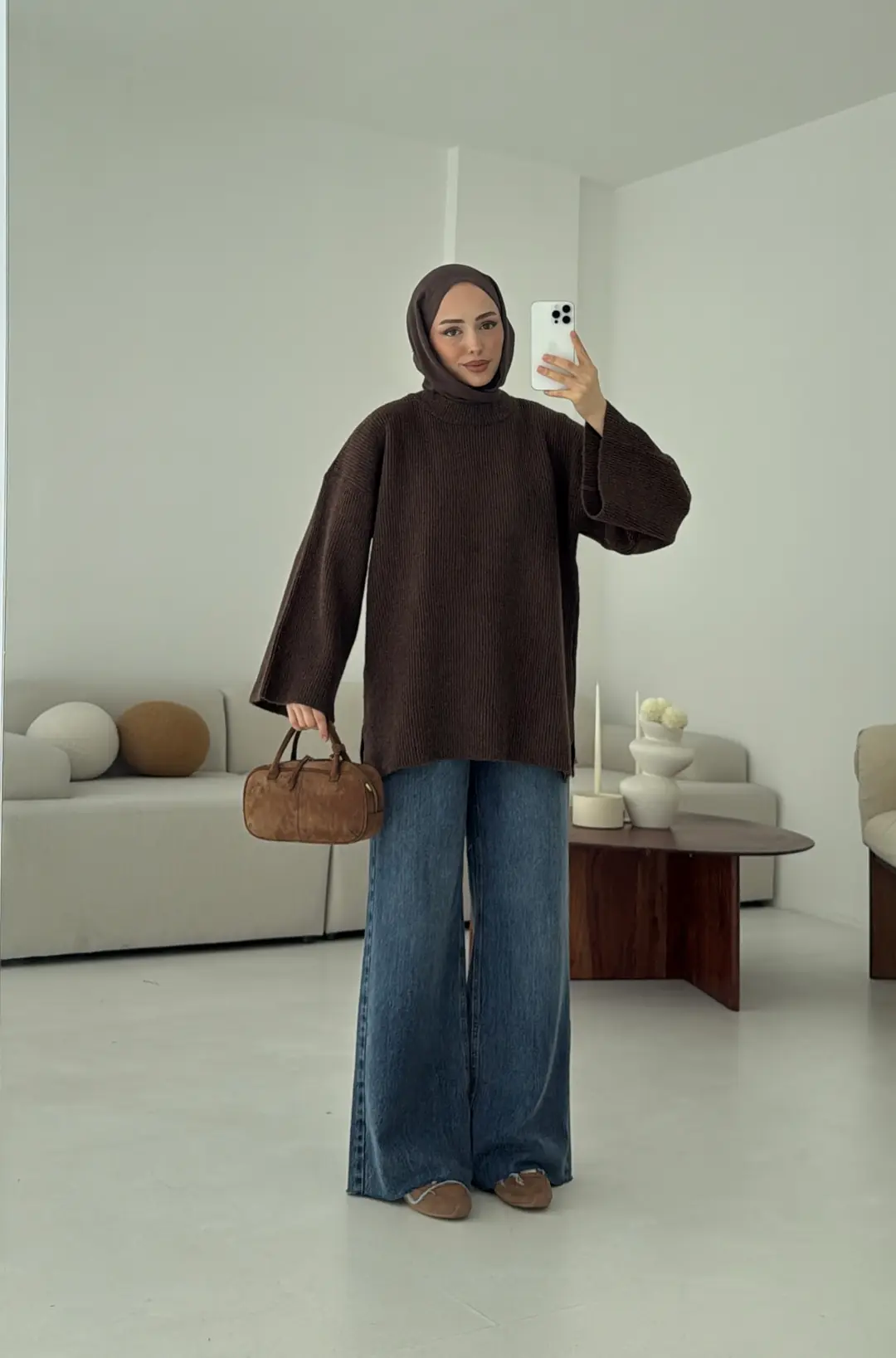 Premium Kalın Fitilli Kazak Kahve - Görsel 6