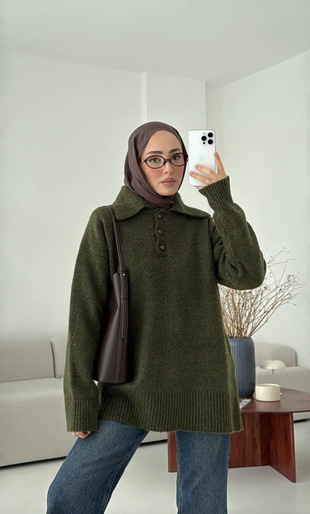 Premium Kalın Yakalı Kazak Haki - Görsel 5