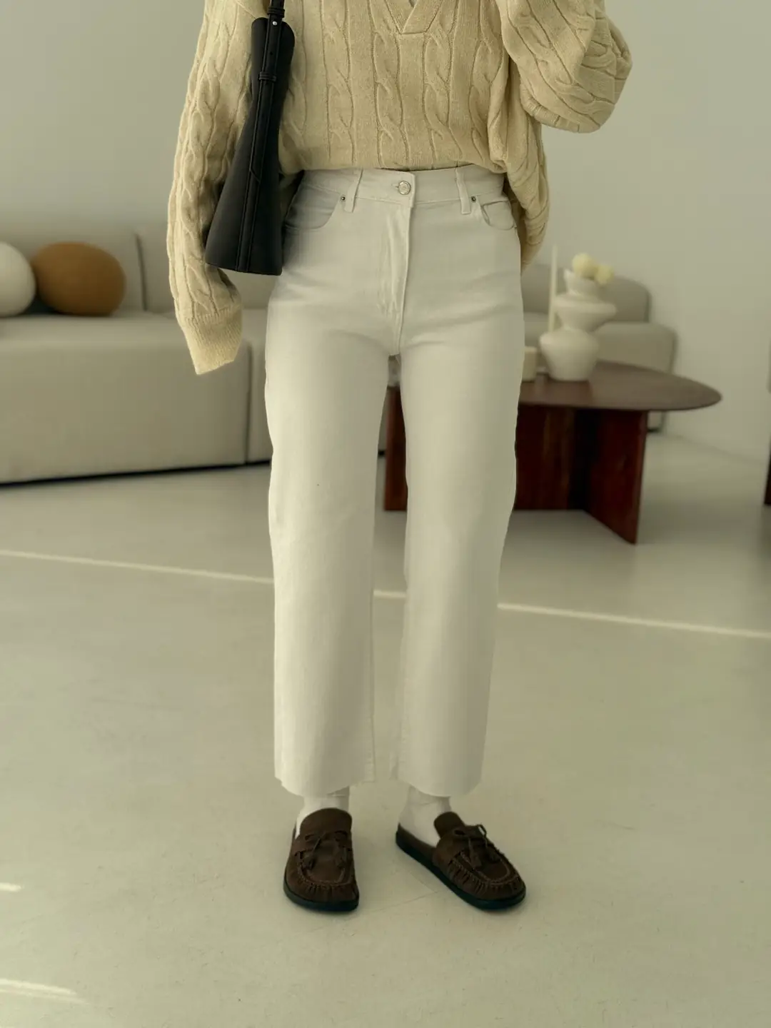 Premium Paçası Kesik Beyaz Jean - Görsel 11