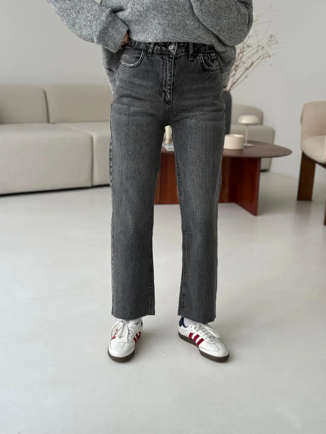 Premium Paçası Kesik Hafif Gri Jean R160 - Görsel 3